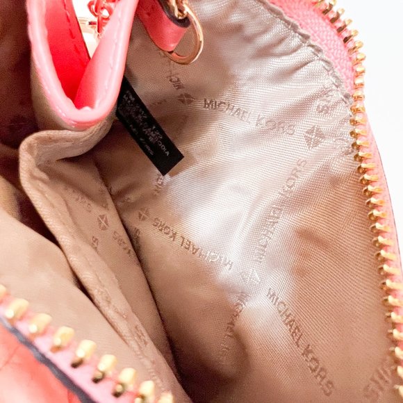 Michael Kors Jet Set Travel Small Coin Pouch ID Key Holder Wallet MK Grapefruit - Picture 10 of 11